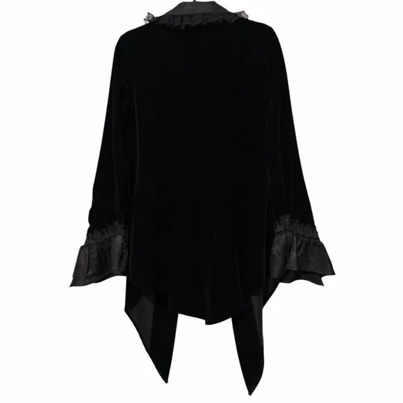 DARK IN LOVE NWT Black Velvet Lace Bell Sleeve Button Front Jacket XXL - Picture 5 of 14